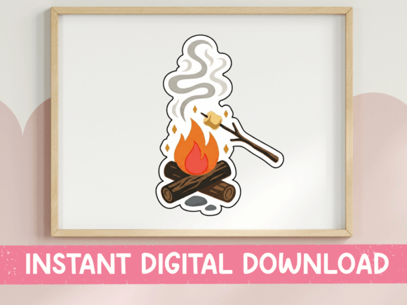 A Cozy Campfire Sticker for Crafts and Graphics