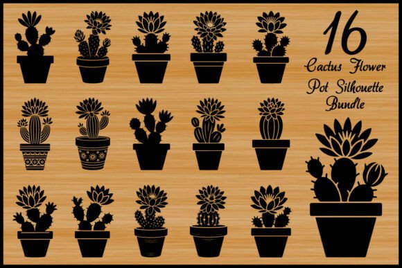 A Craftsperson's Review: 16 Cactus Flower Pot Silhouette Graphics