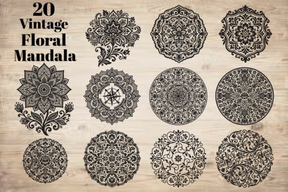 A Vintage Floral Mandala for Craft & Graphics Projects