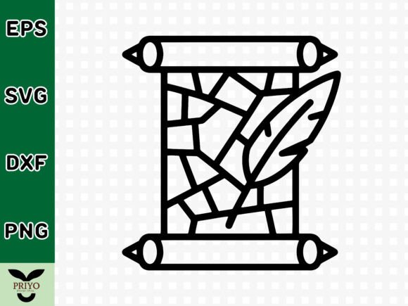 Crafting Elegance: A Stained Glass Scroll & Quill Graphic