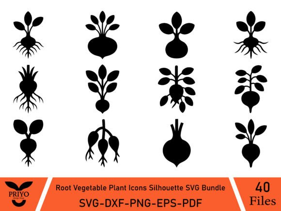 Crafting Modern Graphics with Root Vegetable Plant Silhouettes