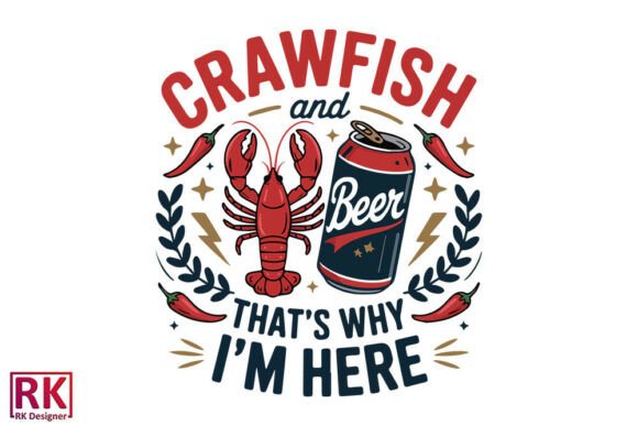 Crawfish Beer Vibes: A Spirited Craft Graphic for Casual Brands
