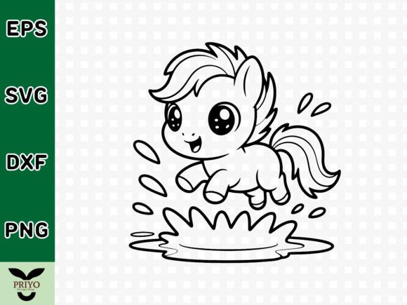 Cute Baby Pony in a Puddle: A Graphics Asset for Creative Brands