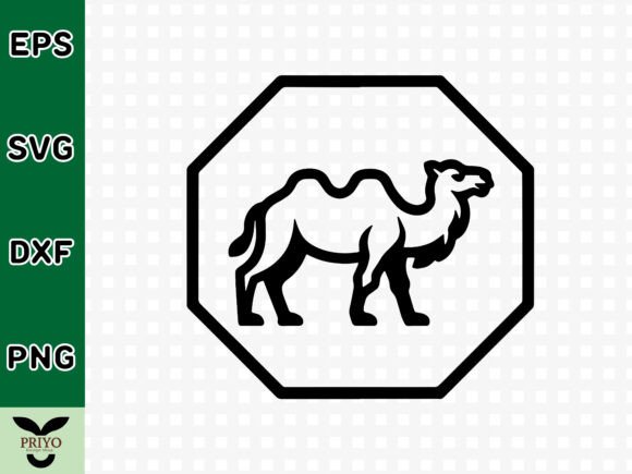 The Versatile Charm of a Bactrian Camel Silhouette in Octagon